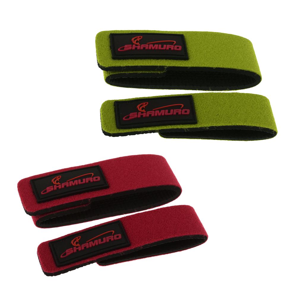 4 Pcs Fishing Rod Belts Wrap Bands Pole Straps Ties Pole Holders Red//Black