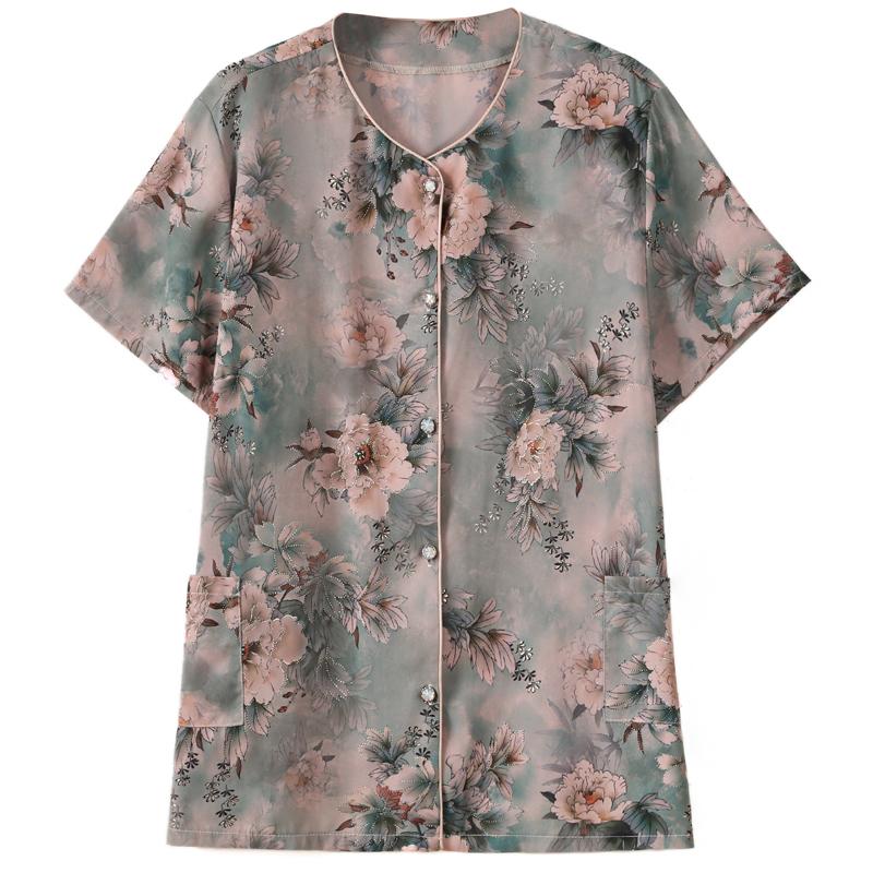 Blusas Elegantes de Talla Grande para Mujer 4XL-8XL Verano Tops Oversize Camisas Casuales de Manga Corta para Mujer