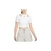 Solid Color Brand Logo Hollow Design Round Neck Pullover Short Sleeve T-Shirt Women Tops White DV7963-100
