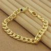Classic Sterling Silver Hand 6MM Sideways 24K Gold Bracelet For Men & Women Party Charm Jewelry Gift