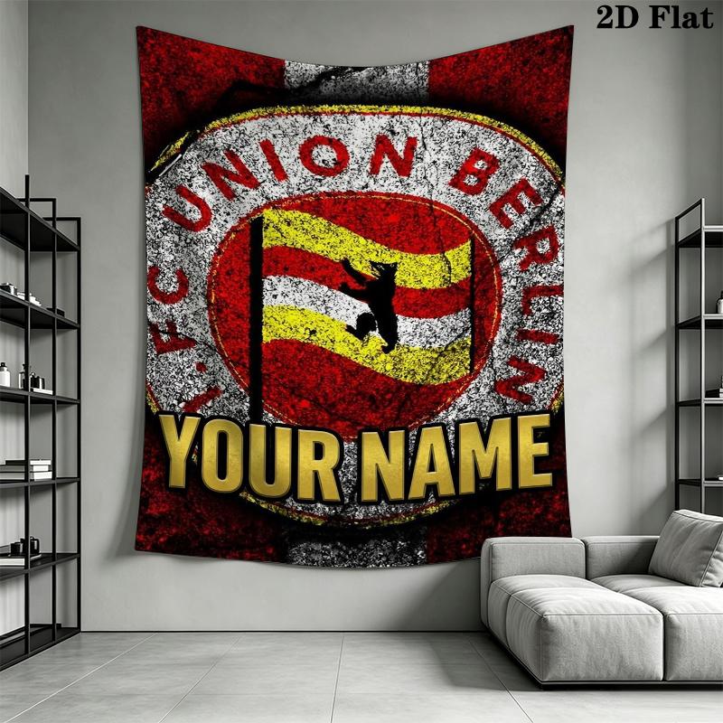 Custom Name FC Union Berlin Wall Tapestry Aesthetic Wall Hanging Printed Fabric Blanket Decorative Tapestries for Bedroom Living Room Home Decor
