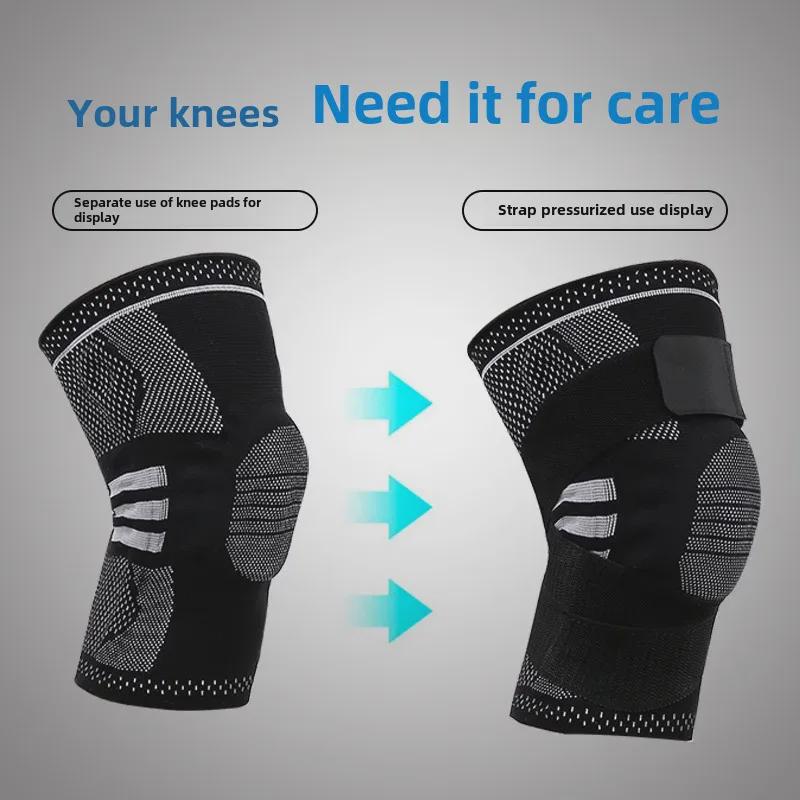 Silicone Shock Absorption Knee Pads with Strap Support for Outdoor Sports