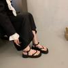 Design sense chain sandals women's spring summer retro platform open-toed shoes platform thin strap toe shoes buckle beach shoes