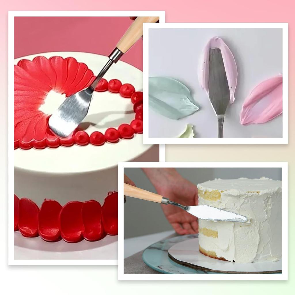 7-teiliges Kuchenpalette Messer Kunst Kleine Tonwerkzeuge Backen Mini-Ölspachtel für Dekoration DIY/Dekorationsdesign Kunststoff Holzgriff