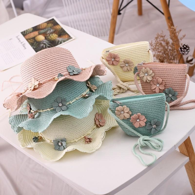 Korean Girl Beach Hat And Bag Combo With Large Brim Sunshade For Summer Outdoor Activities