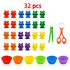 Colorful Counting Bears With Sorting Cups  Tweezers Toddler Counting  Color Sorting Educational Toy Gift For Kids Boys Girls