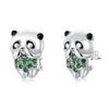 Boucles d'oreilles argent koalas avec ventres verts argent 925 clous