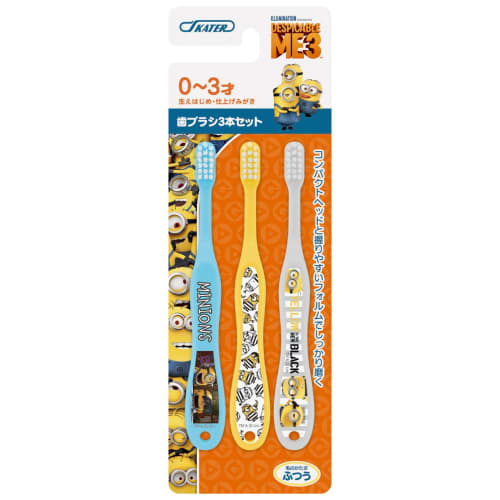 Skater Minion Toothbrush, 3-Piece Set, for Infants 0-3 Years Old, Medium Bristles, TB4T
