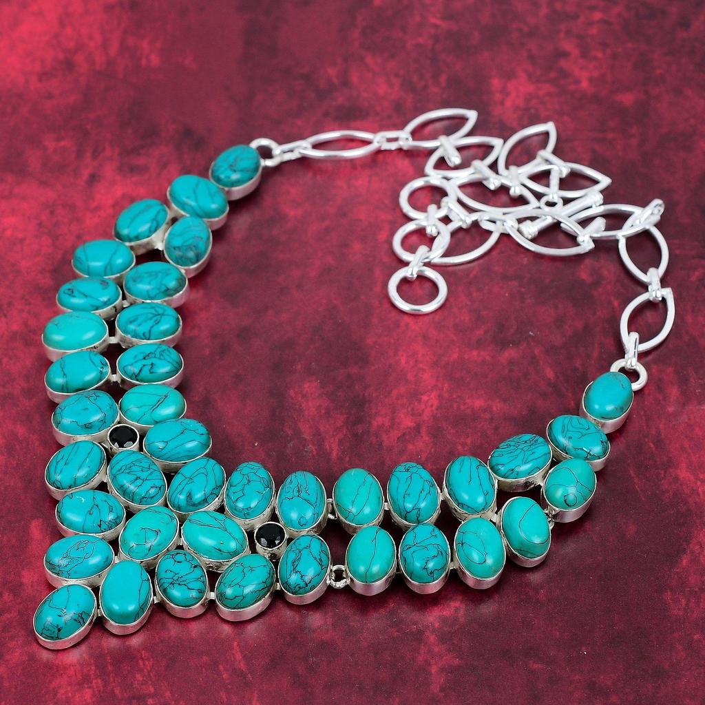 Santa Rosa Turquoise Handmade Gemstone Necklace, 925 Solid Sterling Silver Necklace Antique Jewelry, For Engagement Gift