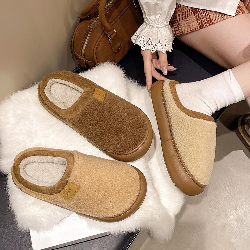 Damen Premium Feeling Plüsch Hausschuhe - Warme und Warme Thekenbaumwolle Winter Hausschuhe Dicke Sohle Lässige Indoor Schuhe