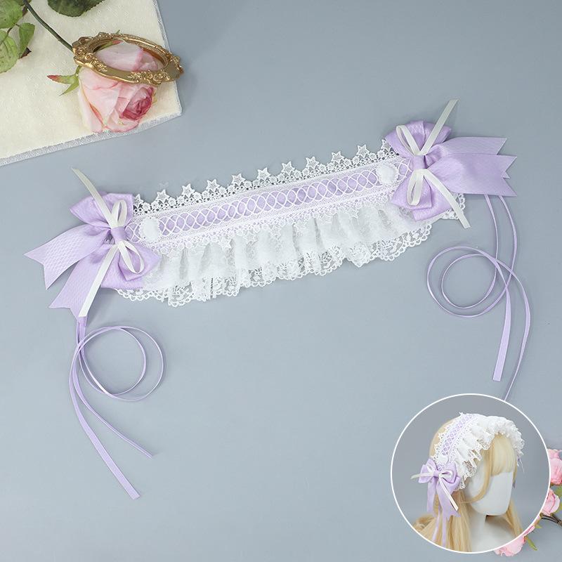 Handmade Bow Lace Headband Japanese Girl Lolita Hairpin Soft Cute Two-dimensional Headgear Cute Sister Hair Accessories
