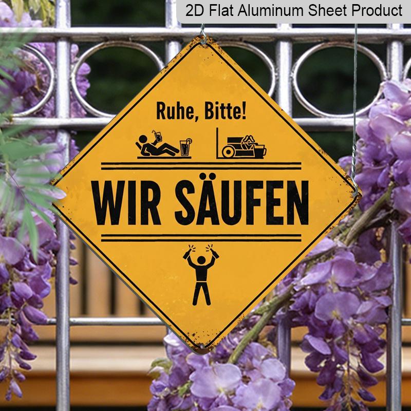 

2D Flat - 1pc Vintage Funny Driving Themed Aluminum Sign, German Slogan Wall Art, Rustic Aluminum Plaque, Suitable for Garage, Bar, Tool Shed, Yard 20*20cm