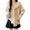 Lace shawl front shoulder knitted sweater women's early autumn loose fat mm fake two-piece top loose