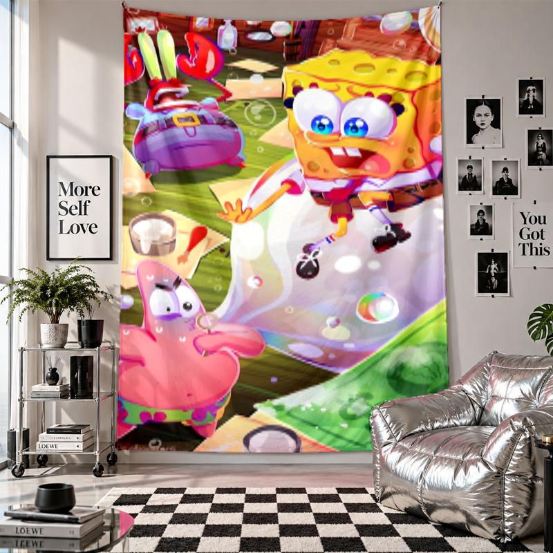 Wall TapestrySpongeBob Football Art Hanging Cloth Decorative Background Cover for Room Decoration