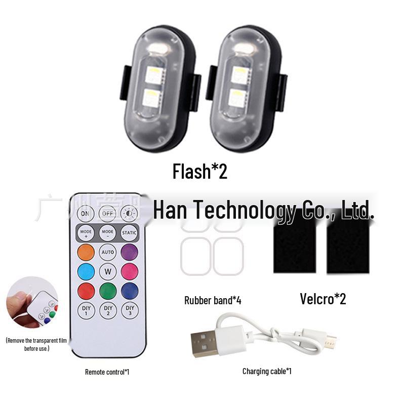 Luz LED Sem Fio para Carro Multicor com Controle Remoto - À Prova d'Água, Mini, para Decoração de Avião e Carro