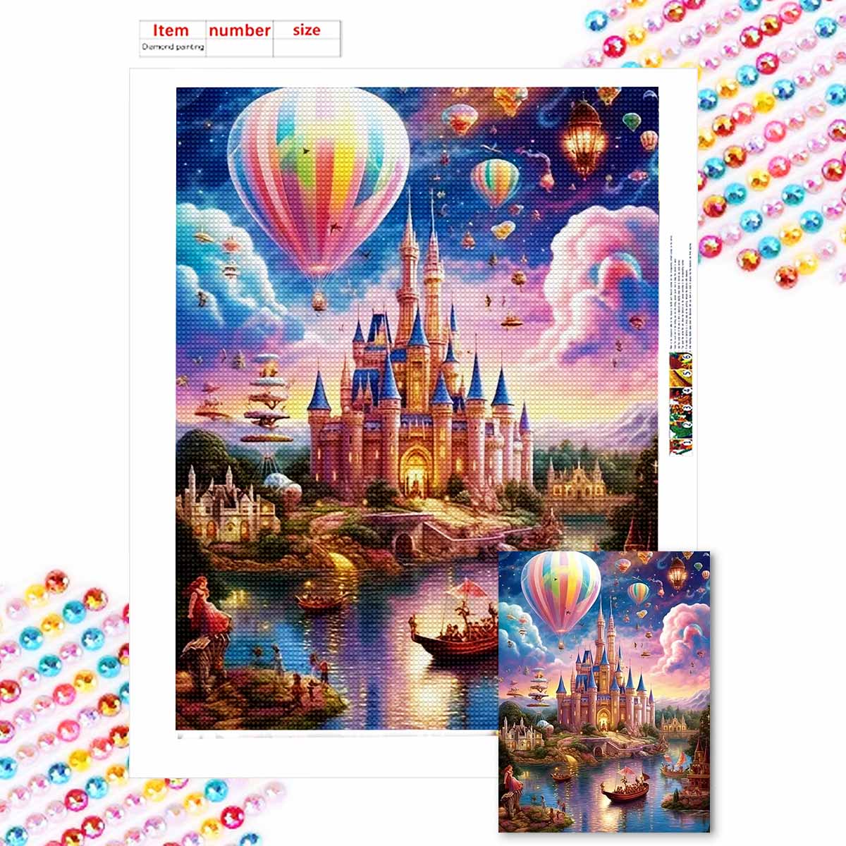 

Алмазная живопись своими руками Огромный замок Набор для вышивания крестом Мозаичное искусство Алмазная живопись Полный круг Алмаз Домашнее украшение Round 30x40cm