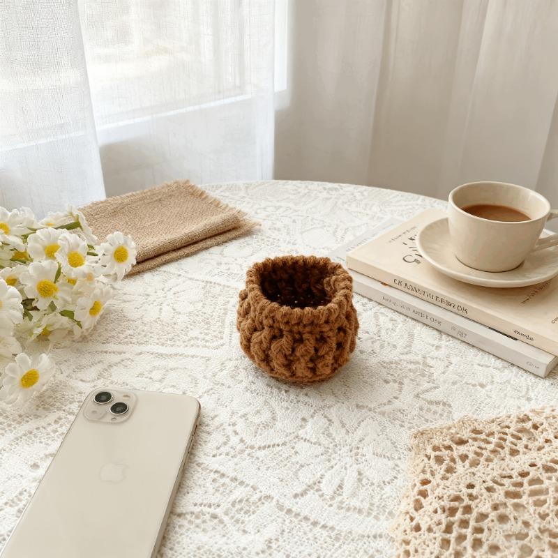 Sottobicchiere Fatto a Mano a Forma di Rosa Lavorato a Maglia, Sottobicchiere Floreale Carino, Fioriera all'Uncinetto, Decorazione in Tessuto Stile Bohémien, Decorazione da Tavola, Sottobicchiere Durevole