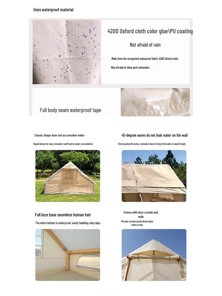 Windproof PVC Inflatable Tent for 3-4 People with Thickened Air Columns