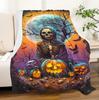 Halloween Throw Blanket – Skeleton, Pumpkin, Skull, Ghost & Bats Print for Couch, Bed, Car, Home, Camping, All-Season Use