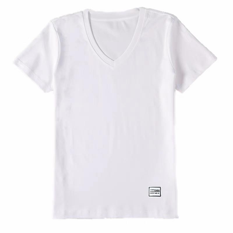 Belly-covering Shirt Loose Short-sleeved Summer New Versatile V-neck Design Labeling T-shirt Women