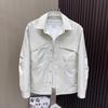 Nouveau Vêtement de Travail Fonctionnel Printemps Veste Chemise Mode Polyvalente Couleur Unie Veste à Revers Chemise Manches Longues Homme Tendance