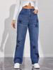 2024 Women's High-Waisted Straight-Leg Jeans - Comfortable and Casual Washed Denim for Outings