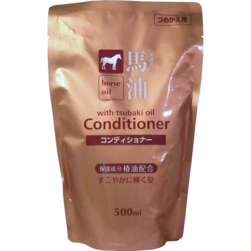 Horse oil conditioner with camellia oil, refill set of 2 (500mL each) [Made in Japan]