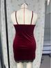 Lace Wine Red Strappy Bodycon Lingerie Dress with Slit