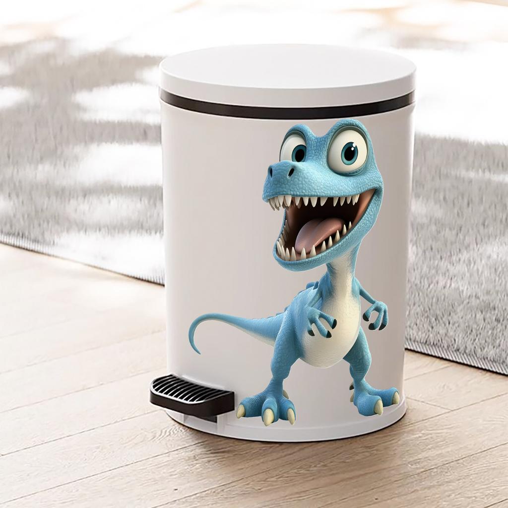 Cartoon Blue T-Rex Wall Stickers, Dinosaur Theme Removable Self-Adhesive for Kids Room & Living Room Decor