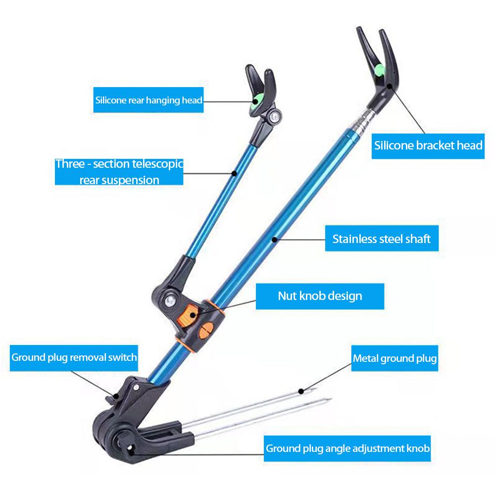 Dwufunkcyjny czarny uchwyt na wędkę King Kong z wtyczką uziemiającą i teleskopową konstrukcją.