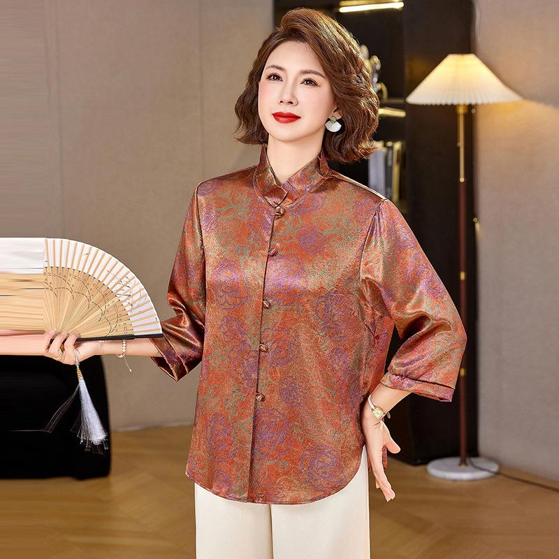 2026 Elegant Summer Retro Chinese Style: Versatile Slimming Casual Wear for Mothers 4XL (135-150 lbs)