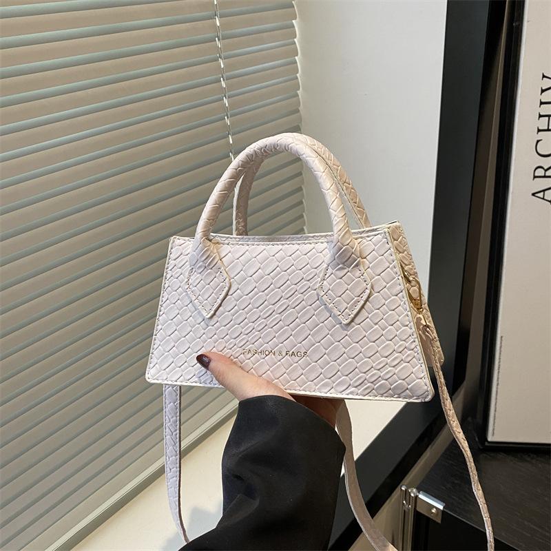 

Retro fashion trend handbag summer commute premium texture shoulder messenger bag casual small square bag women белый