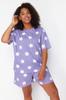 Women's Style Plus Size Lilac Star Printed Knitted Pajama Set