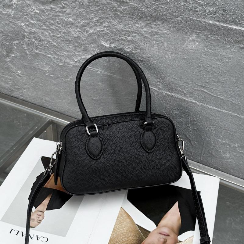 Настоящая кожа: Высококачественная ручная сумка Boston, Сумка-кроссбоди на одно плечо, Сумка под мышку женская One Size чёрный