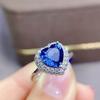 Heart-shaped Zircon Crystal Sapphire Open Ring, Love Necklace Pendant Jewelry