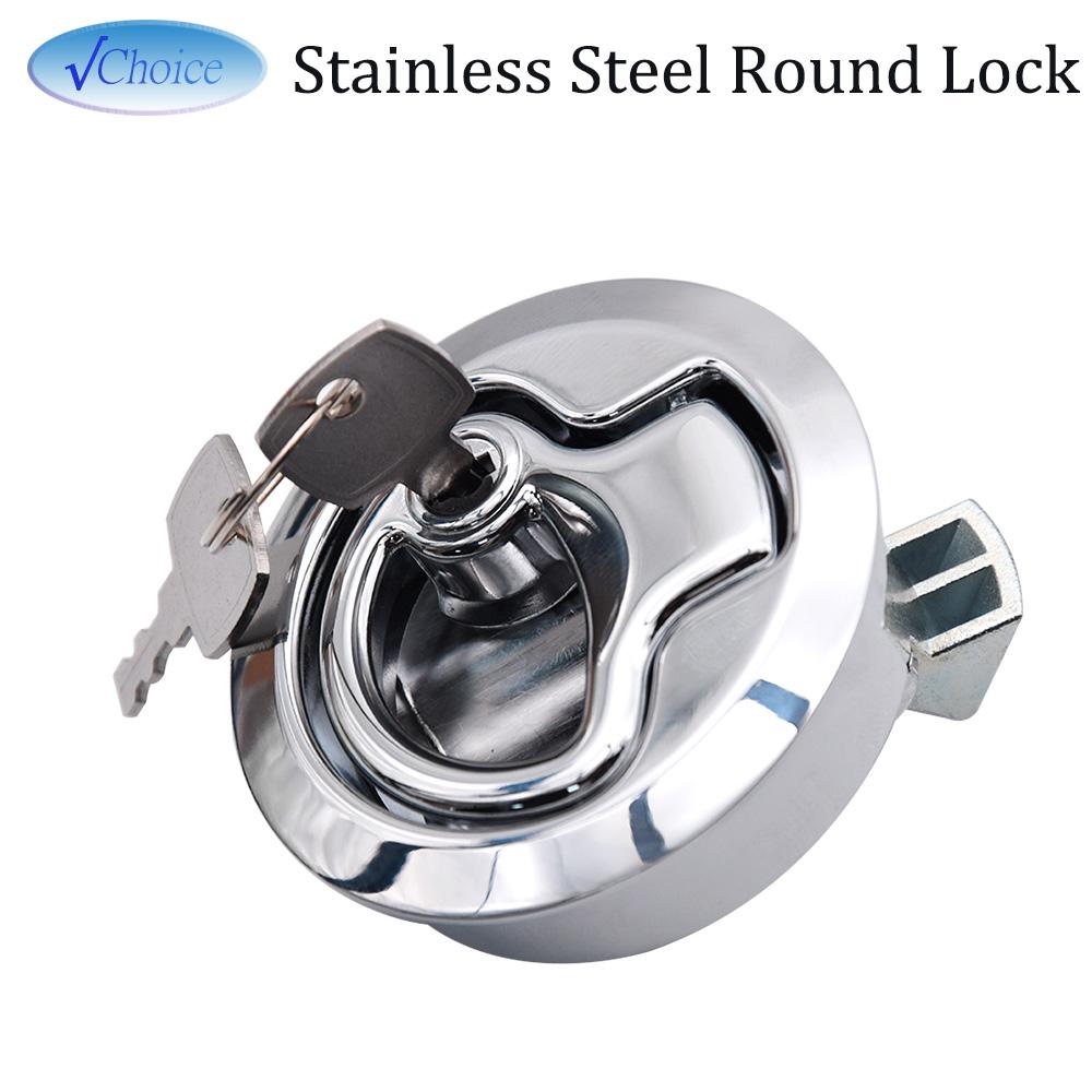 Stainless Steel 2" Flush Pull Locker Hatch Latch Marine Floor Lock Floor Buckle for RV Yacht Camper Door Cabinet Lock with Key