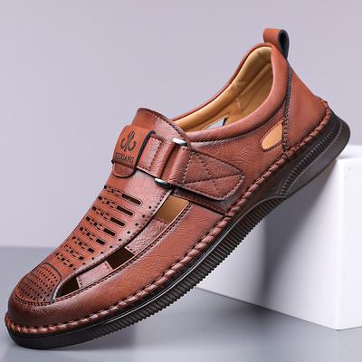 Men's Sandals Shoes Genuine Leather Anti-slip Breathable Hollow Outdoor Sports Beach Shoes Casual Sandals