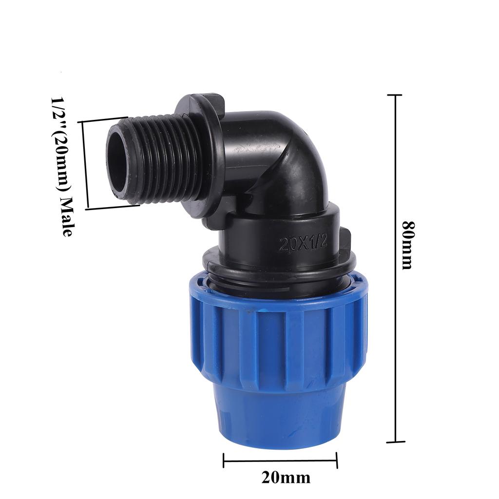 Außengewinde 1/2" 3/4" 1" PE-Rohr Schnellverbinder T-Stück Winkel Wasserverteiler Kunststoff Landwirtschaftliche Bewässerung Wasserrohrfittings