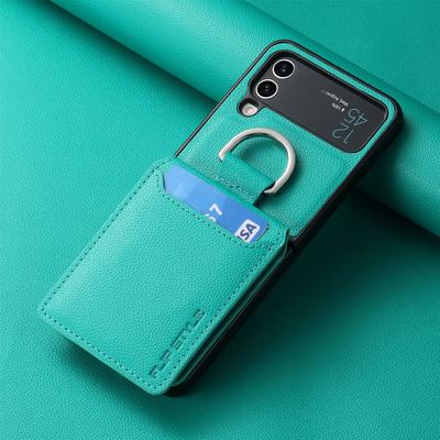 Finger Ring Card Pocket Bag Case For Samsung Galaxy Z Flip4 Flip 4 5g Flip3 Flip 3 5 Flip5 Zflip4 Leather Phone Covers