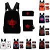 Anime Style Three-piece Backpack Set For Kids With Geometric Pattern And Pencil Case