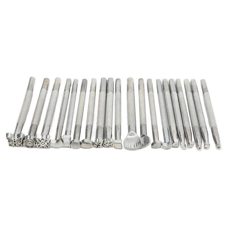 2025 Trend Zinc Alloy And Beech Wood Crafting Tool Set- Leather For DIY Projects Includes 21 Patterns Featuring Letters And Numb