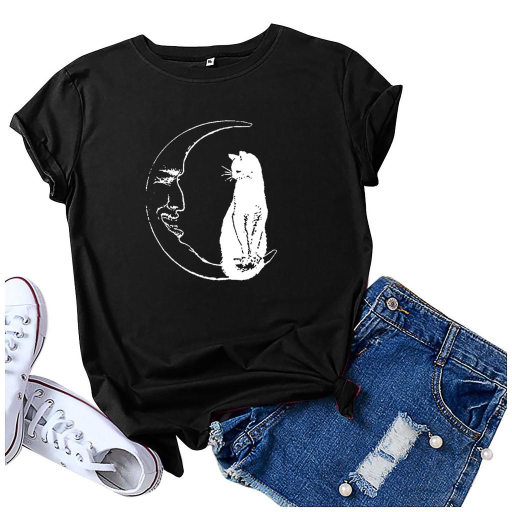 Women Tie-dye  Fashion Printed Colorful  Short Sleeve   Blouse Tops