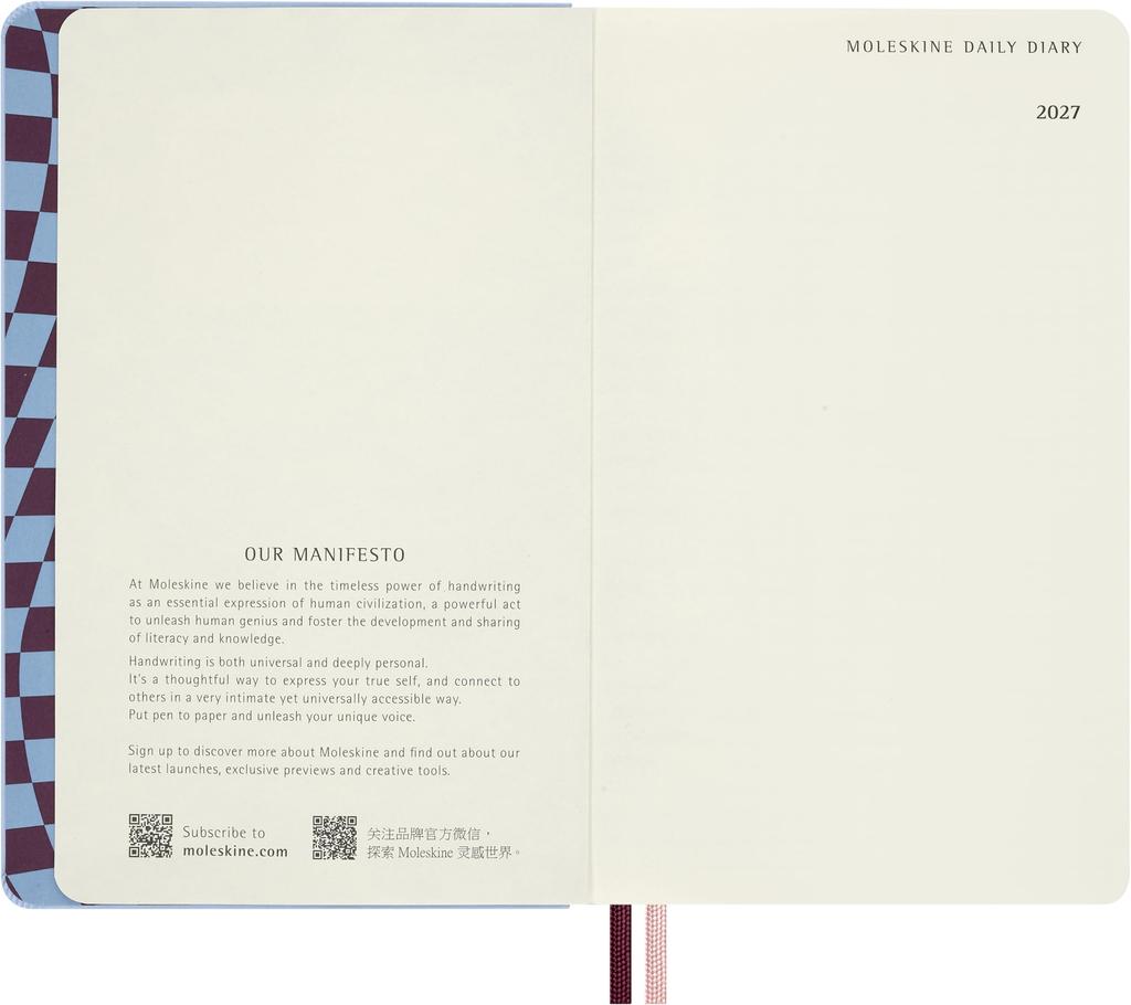 Moleskine 2027 January 12 Alice in Wonderland White Daily Large Size Blue DHAL12DC3Y27 Planner Rabbit 13cm 21cm Hardcover