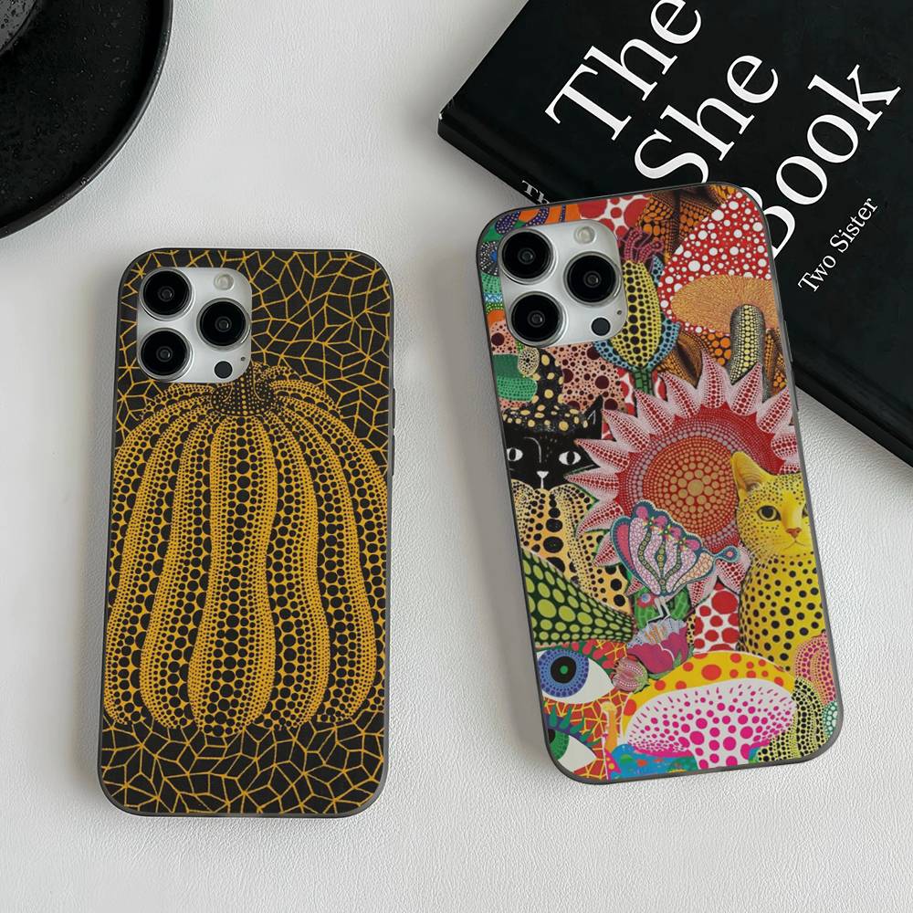 Pumpkin Yayoi Kusama Soft Corrugated Phone Case For IPhone 11 12 13 14 15 16 17 Pro Max Plus Pro Shockproof Cover