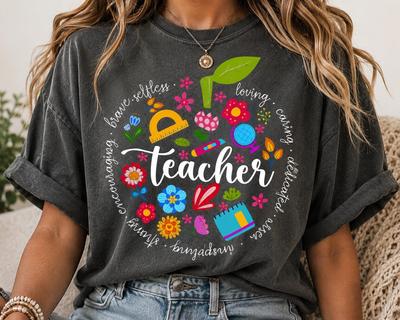 Teacher Heart Floral Graphic Tee