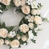 Couronne Artificielle Rouge Rotin Tissu de Soie Multifonctionnel Vintage Couronne de Fleurs de Pivoine Artificielles pour Décoration de Porte