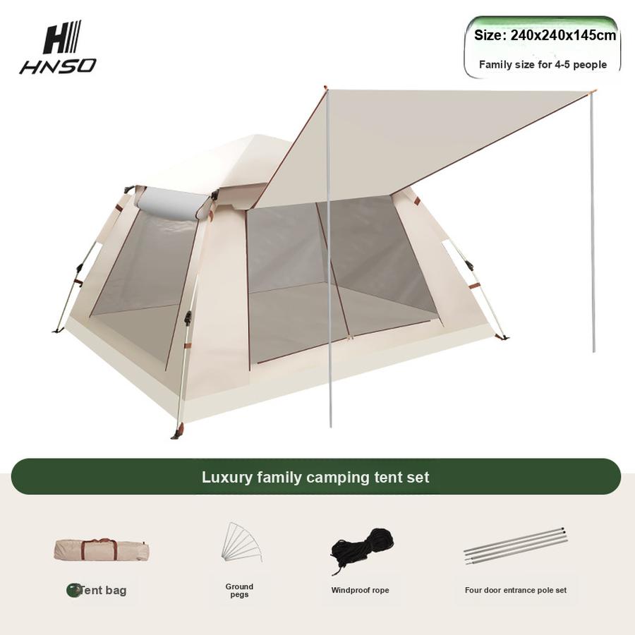 Складная автоматическая палатка для кемпинга на открытом воздухе, пляжная, с быстрым развертыванием, водонепроницаемая, с серебряным покрытием 2.4*2.4*1.45cm бежевый