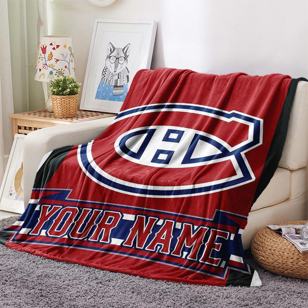 Custom Name Montreal Canadiens2 Flannel Blanket, High Quality Comfortable for All Seasons, Home Decor, Warmth and Comfort