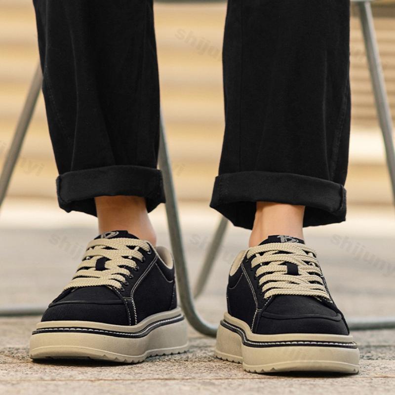 Men's Platform Casual Shoes 2026 Autumn New Outdoor Comfortable Cross Tied Board Shoes Fashion Vintage Height Increase Sneakers