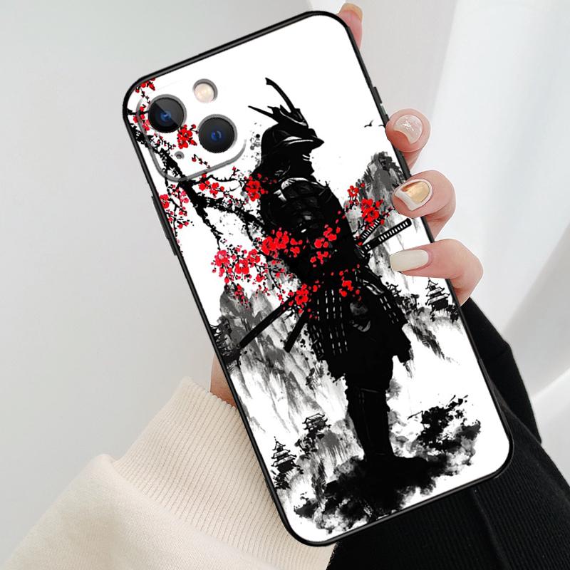 Japanese Samurai Warrior Phone Case For iPhone 17 Pro Max 16 15 14 11 12 13 Pro Max mini 15 16 Plus 16e 17 Air Cover